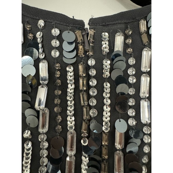 Mac Duggal Size 14 $598 NWT Embellished High Neck Long Sleeve Midi Dress Gray - Picture 10 of 11